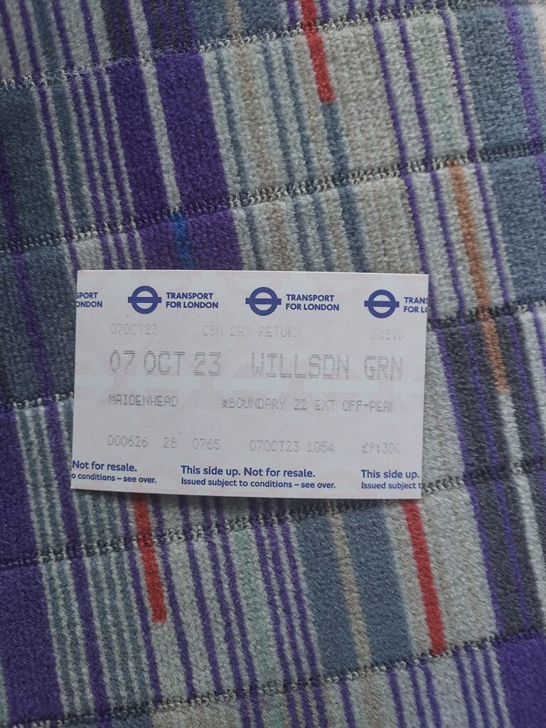 London Underground ticket from Willesden Green to Maidenhead boundary zone 2 extension off-peak